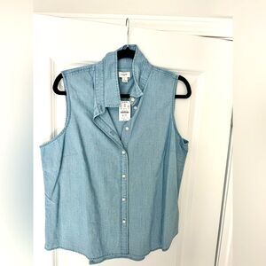 JCrew chambray sleeveless button down shirt
